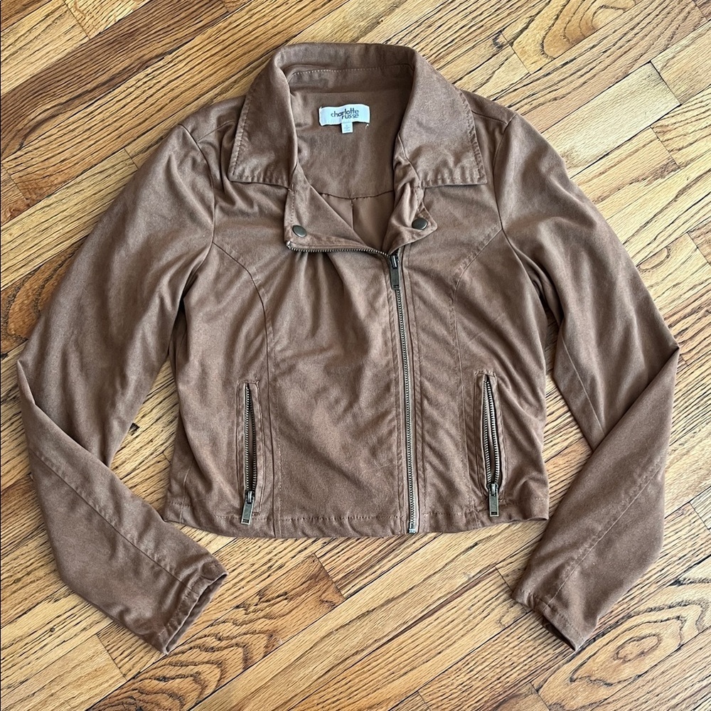 Charlotte Russe Brown Faux Suede Moto Jacket